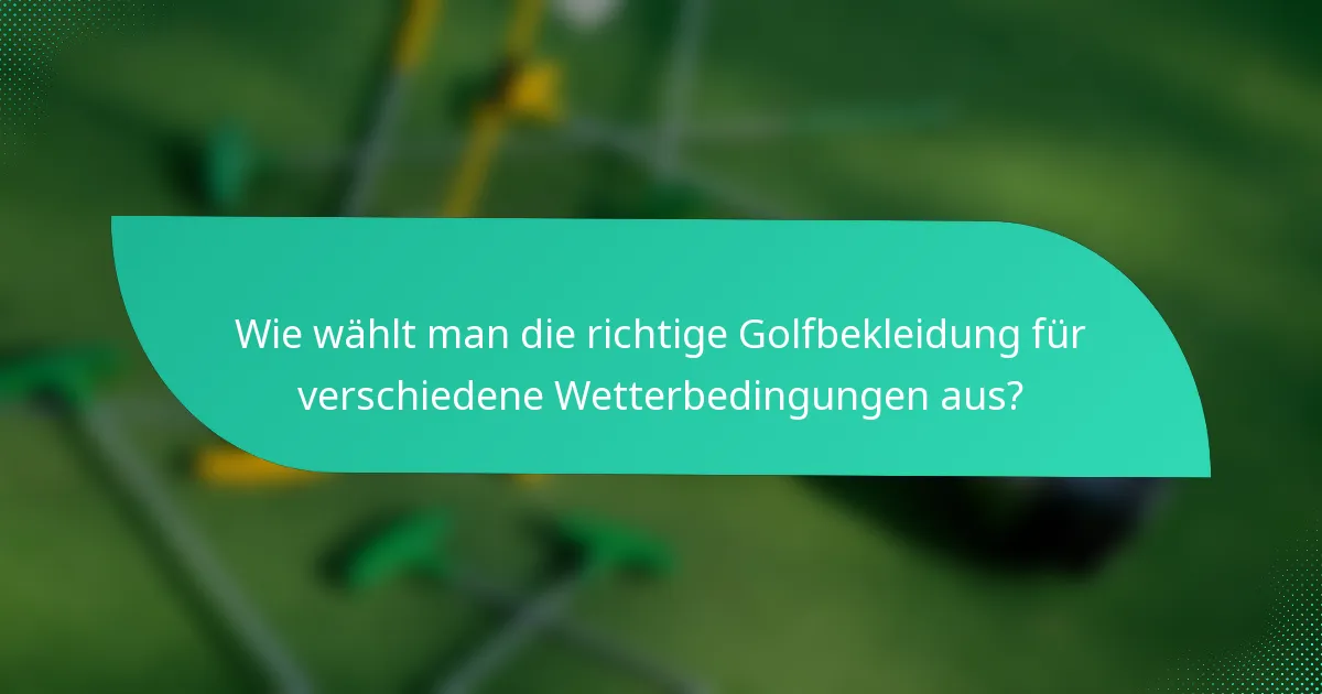 Wie wählt man die richtige Golfbekleidung für verschiedene Wetterbedingungen aus?